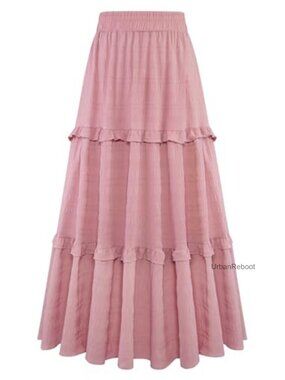 Maxi Skirts for Women High Waisted A Line Flowy Ruffle Tiered Long Skirt with